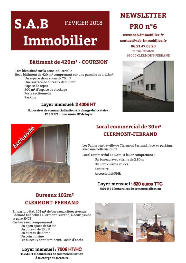 Newsletter du mois de Février (2018) – PRO  SAB Immobilier